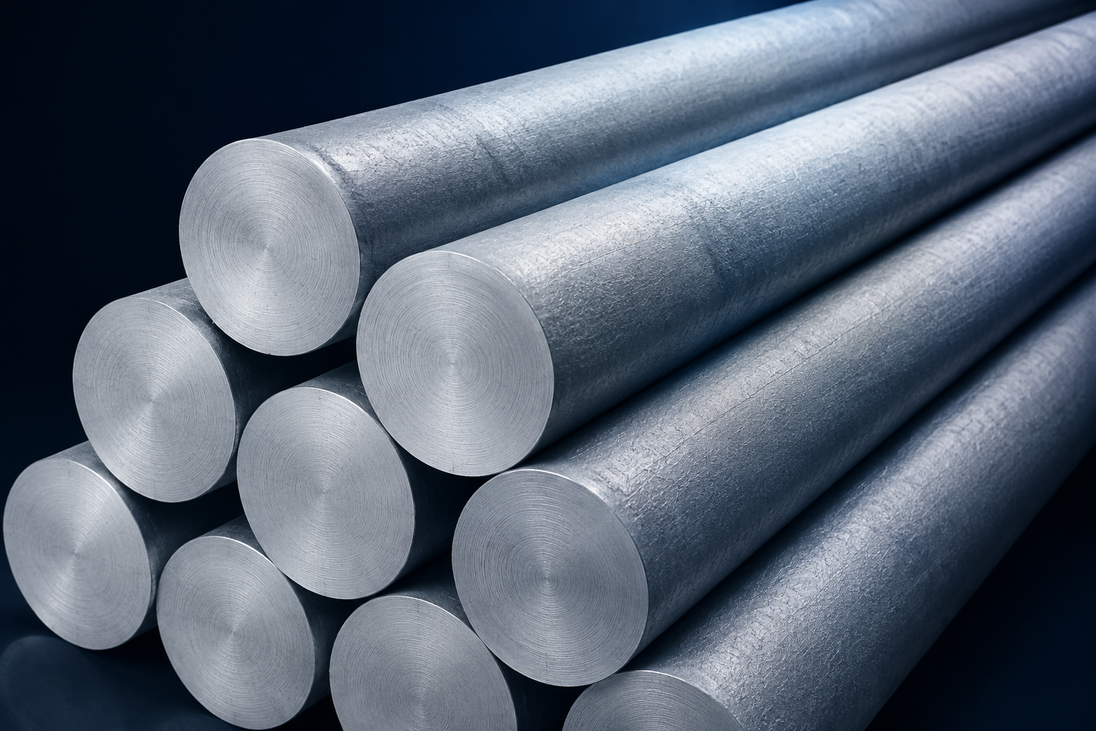 Conceptual illustration of solid aluminium billets with circular cut ends